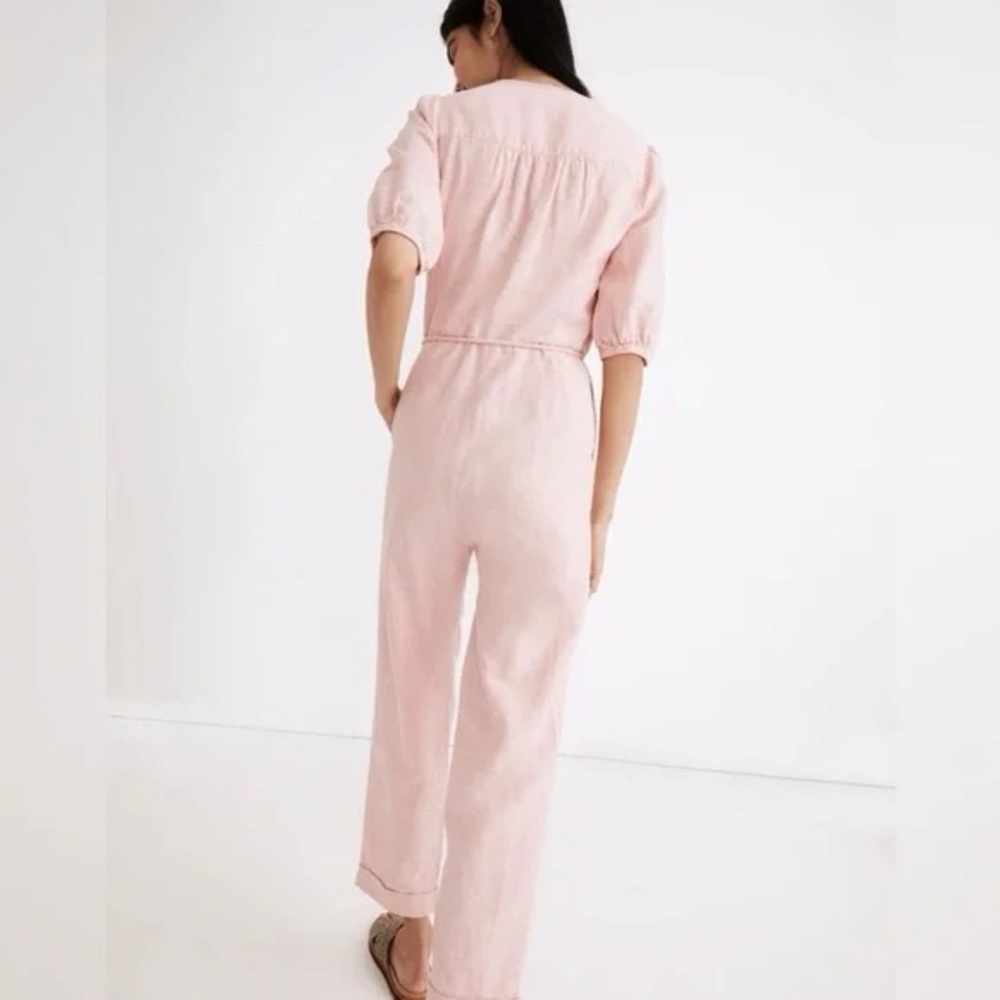 Madewell Linen-Blend Puff-Sleeve Tassel-Tie Jumpsuit, size XXS. - Picture 8 of 14